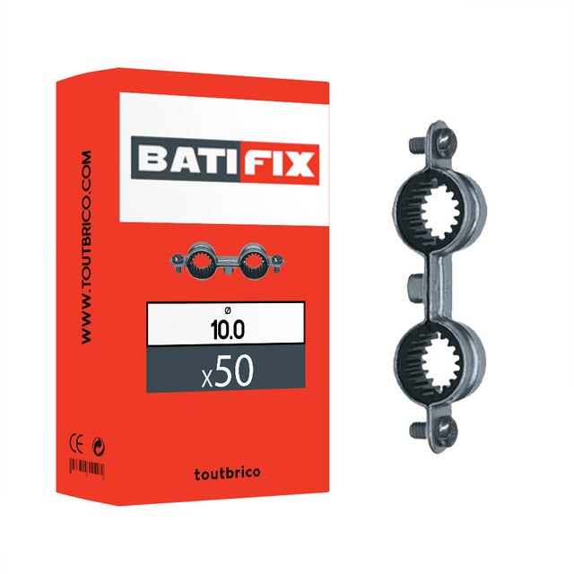Boite 50 colliers doubles isolés plomberie Ø10mm acier zingué -