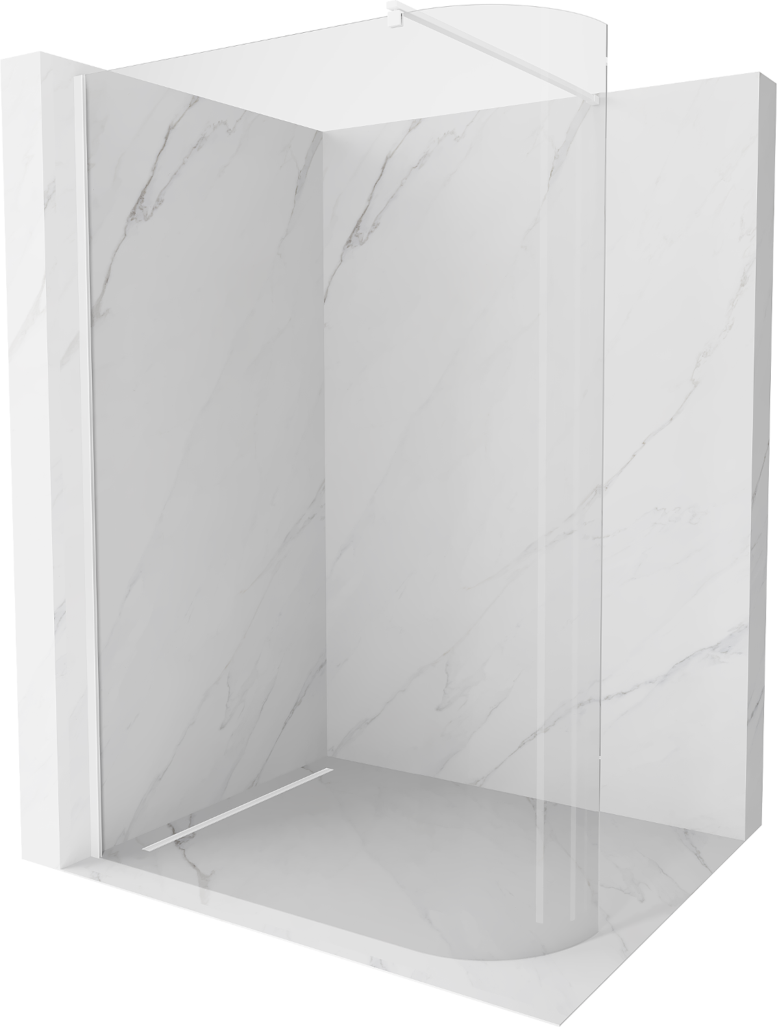 Mexen Kioto-R ścianka prysznicowa zaokrąglona Walk-in 80 x 200 cm, transparent 8 mm, biała - 800-080-101-20-06