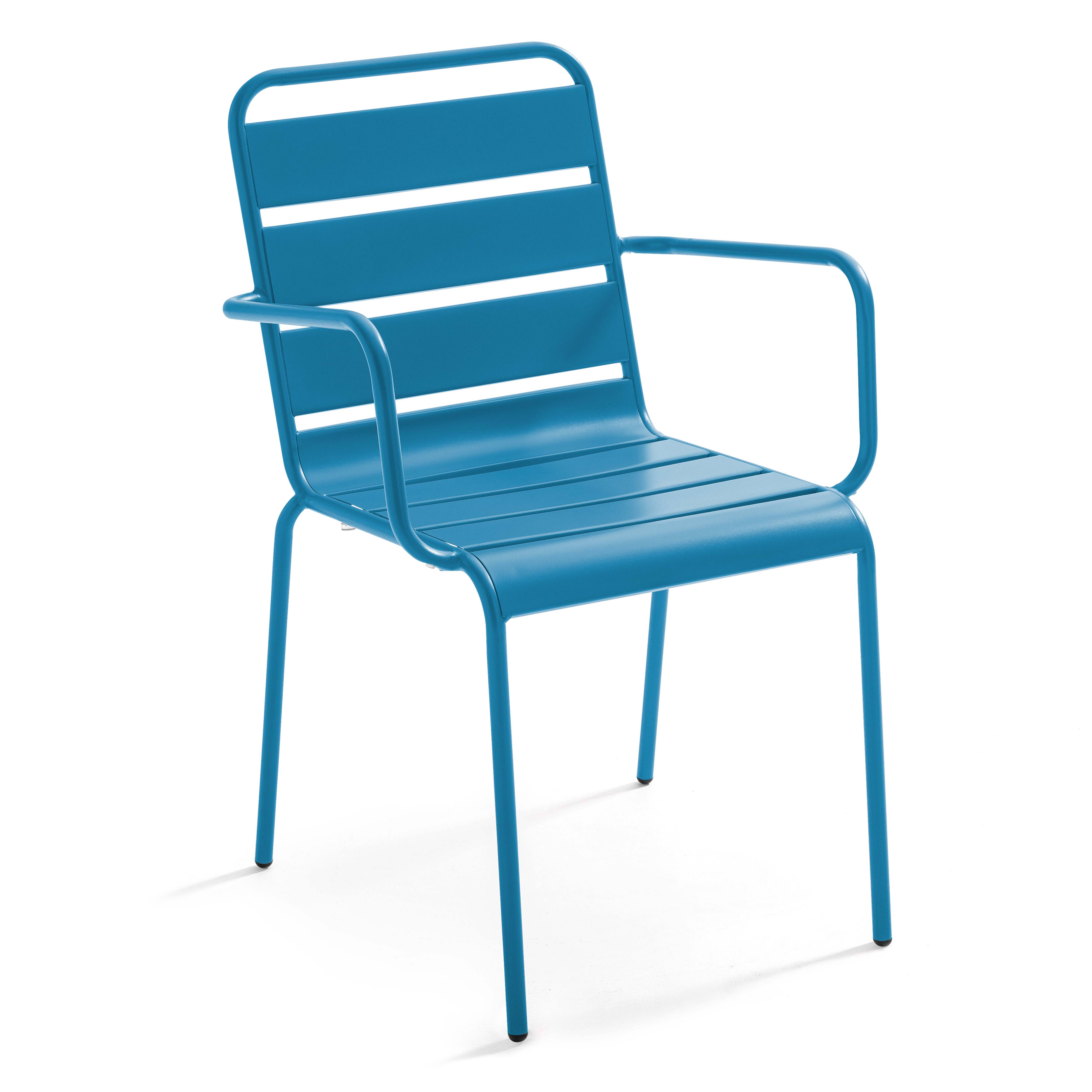 Fauteuil de jardin en métal bleu pacific , Palavas - Oviala - 2