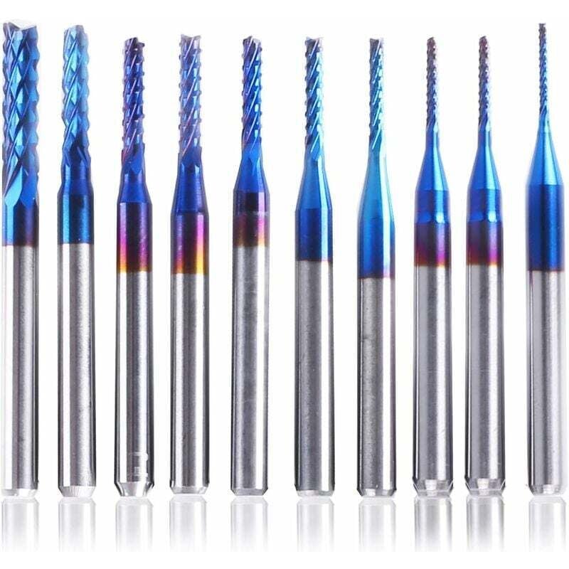 Frez Cnc 10 szt. Nano Blue Coat, 0,8-3 mm, trzpień 1/8