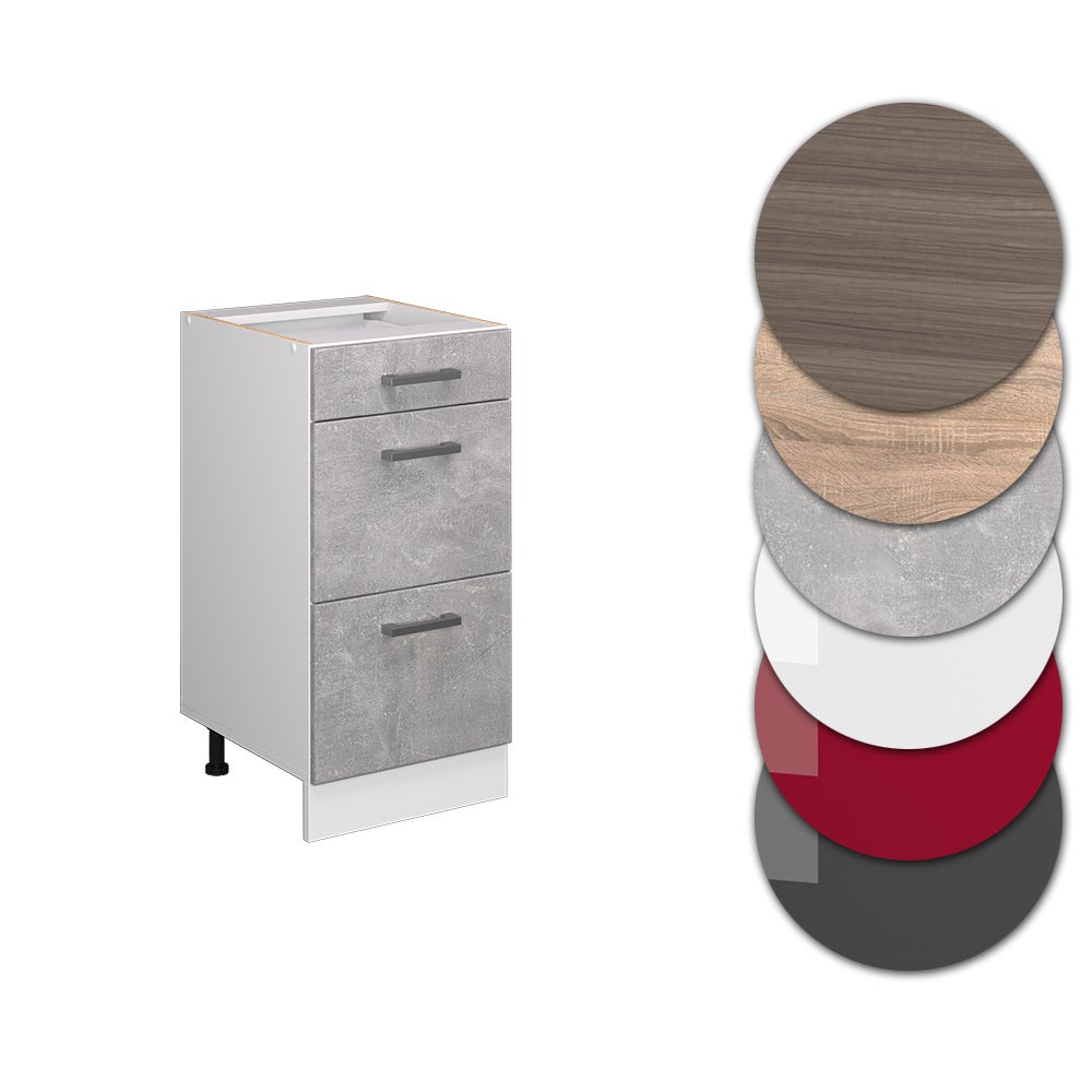 Vicco Meuble cuisine R-Line, Béton, 40cm avec tiroirs, sans PT - 5