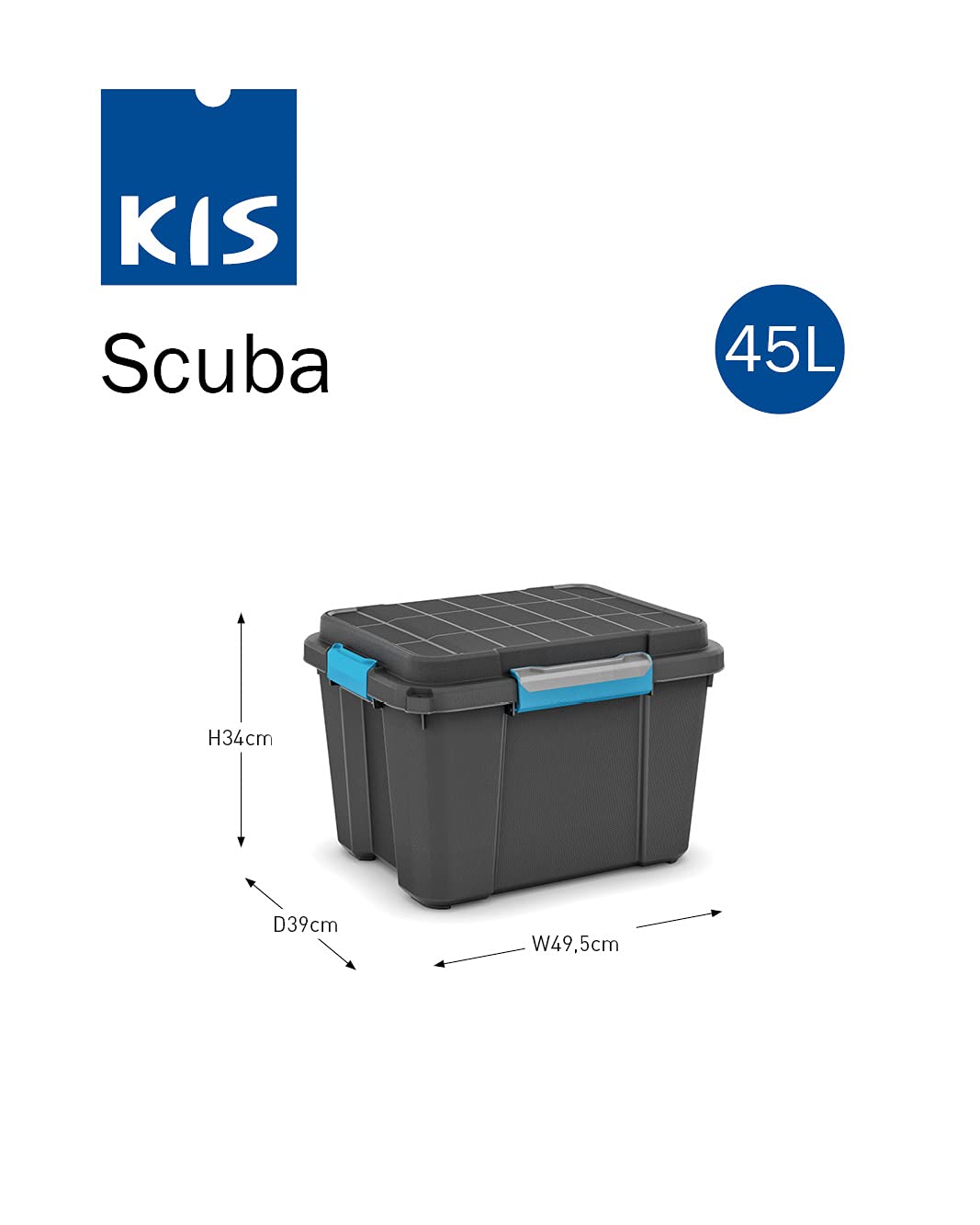 KIS 237440 Boîte de rangement Scubba empilable (l x H x P) 495 x 340 x 390 mm gris-bleu, noir 1 pc(s) - 5