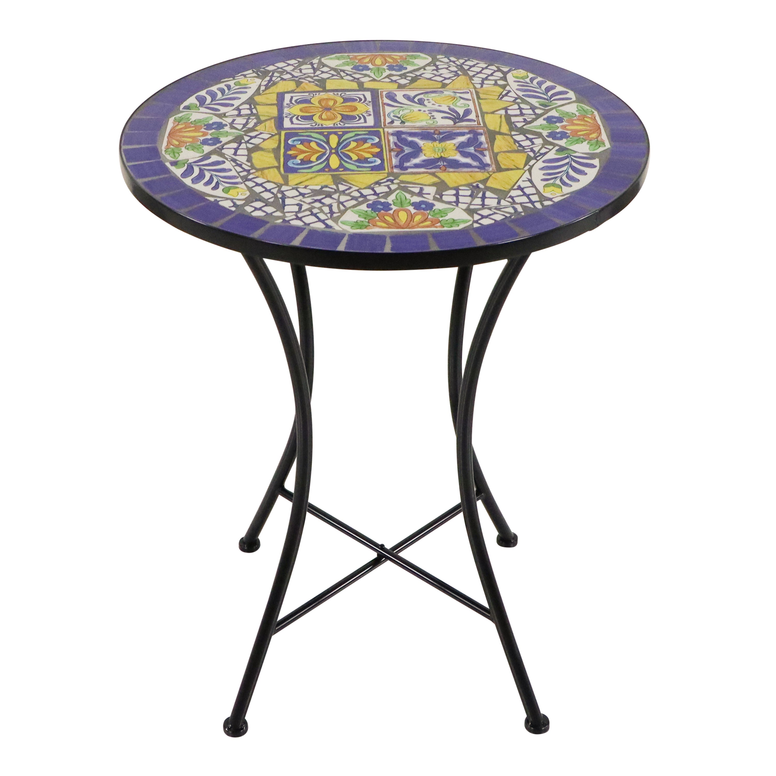 AXI Amélie Table et Chaise Bistrot, 2 Chaises 1 Table, Ensemble Bistro Extérieur Mosaique Bleu/Jaune, Mediterranéen | Salon de Jardin Bistrot, Table - 3
