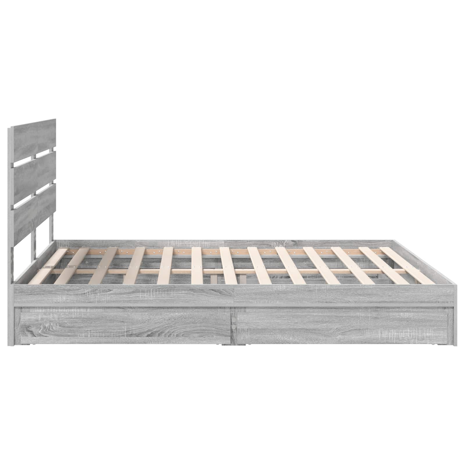 Lit avec rangement, panneau de bois, gris, pour la chambre, 180 × 200 cm - 9