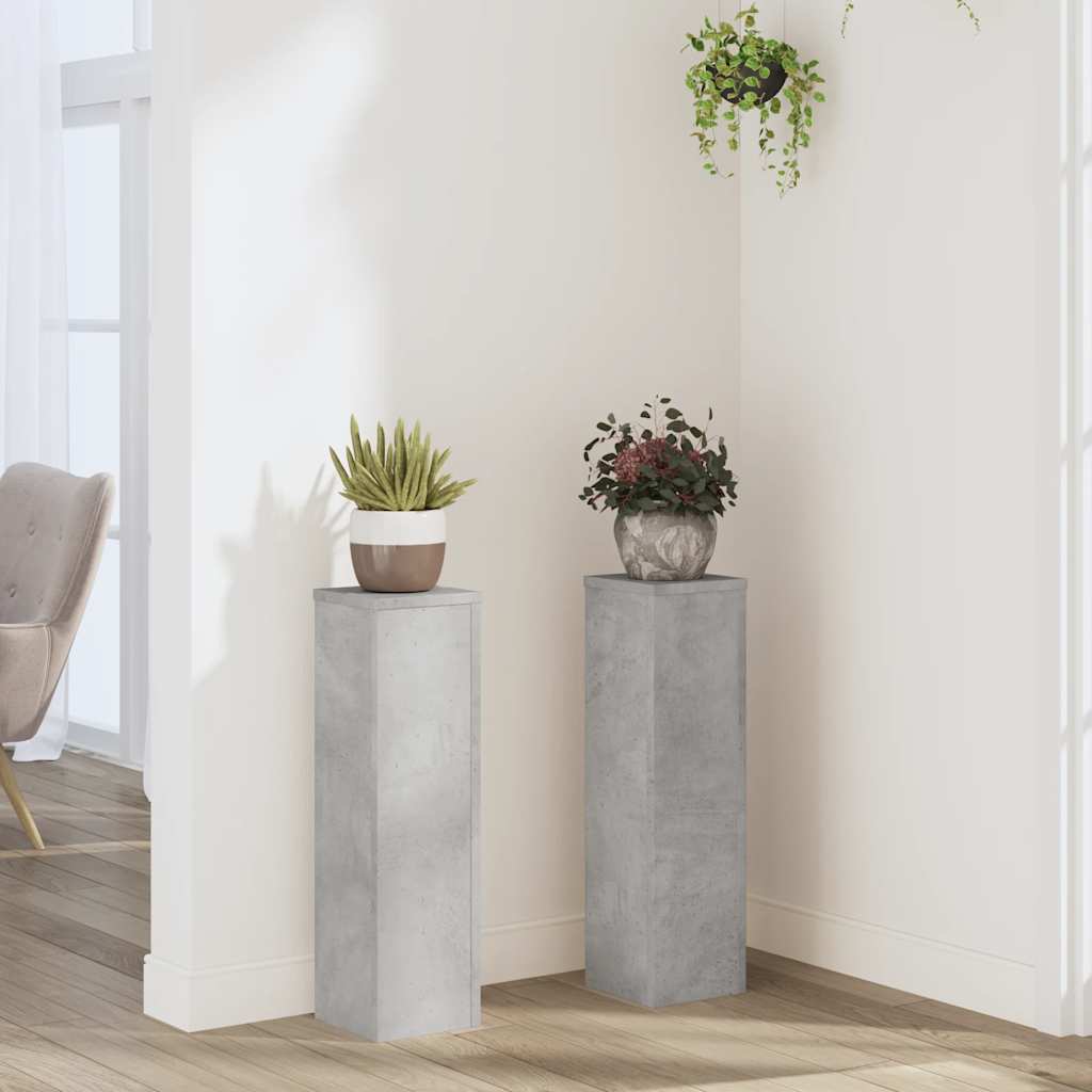 Supports pour plantes 2 pcs gris béton bois d'ingénierie - 2