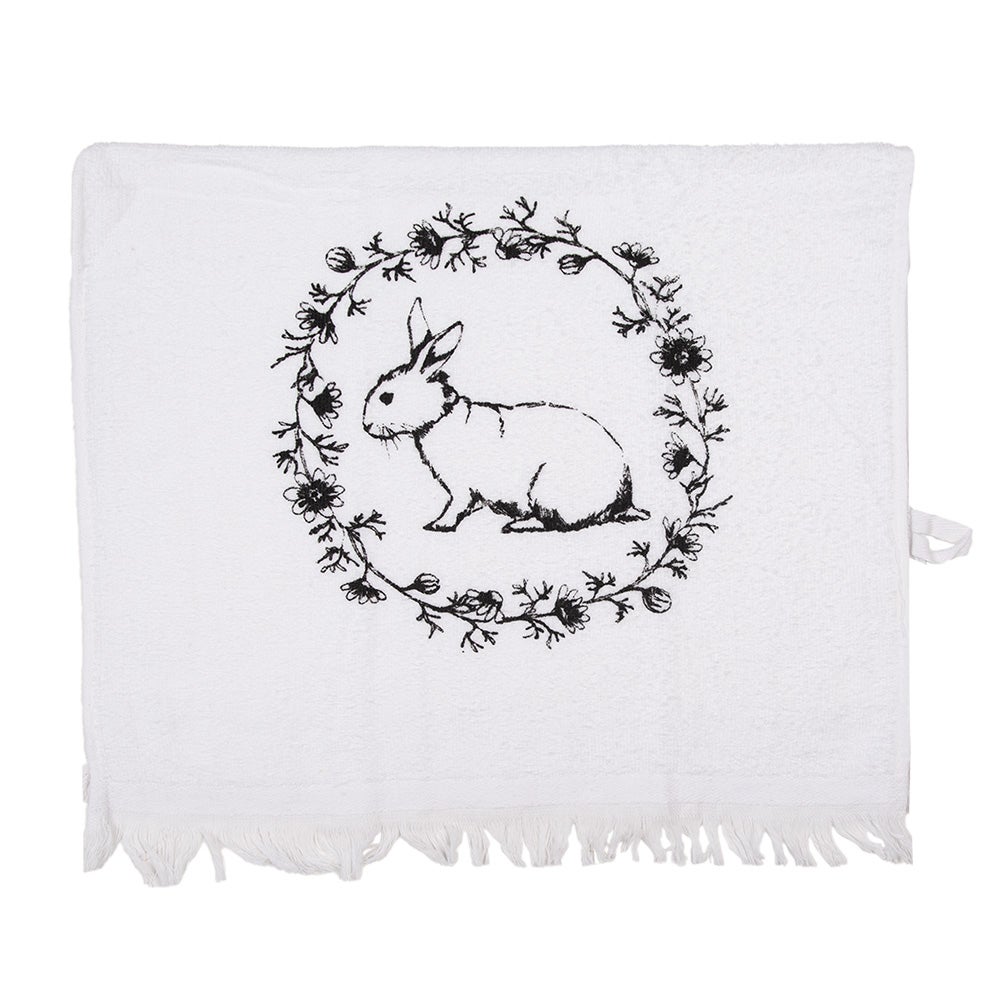 Serviette D'invité 40 X 66 Cm - Coton, Motif Fleur Et Oiseau - Blanc Et Rose - Marque Clayre & Eef