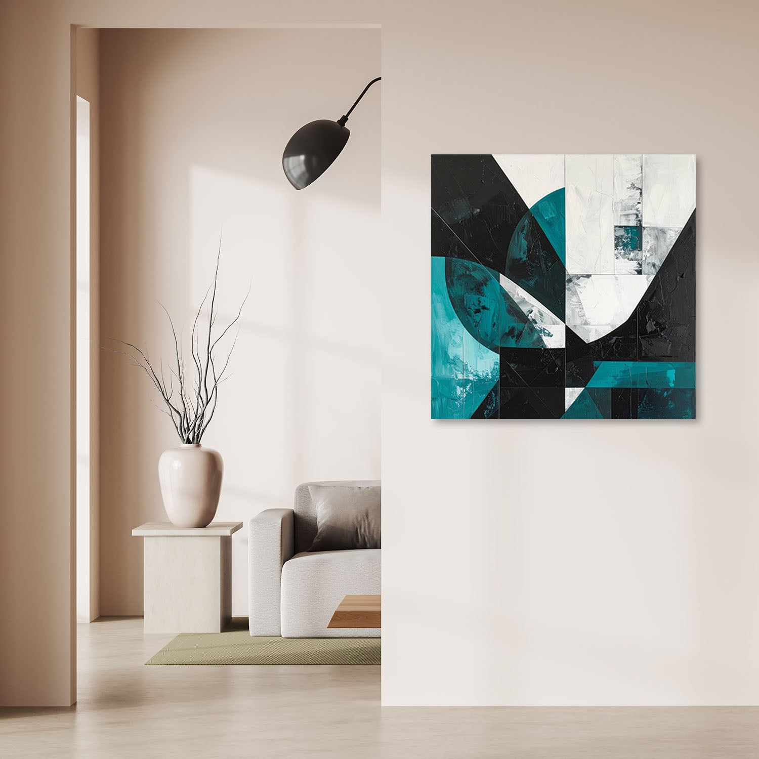 Obraz do salonu biura kuchni, Geometryczna abstrakcja turkusowy 40x40 - 2