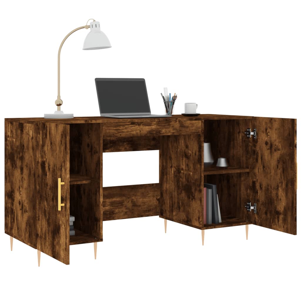 Bureau，Table de travail，Table d'étude chêne fumé 140x50x75 cm bois d'ingénierie CWV71794 - 4