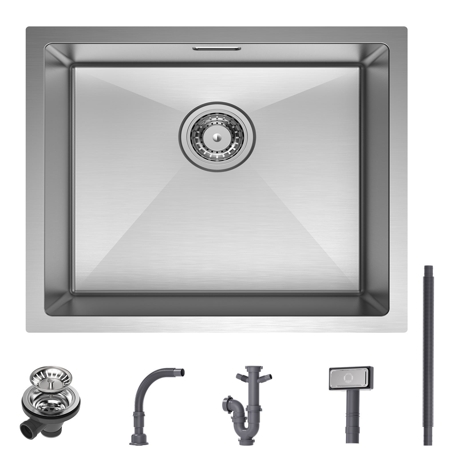 Fregadero bajo encimera cecipa max, fregadero de cocina de 50*44cm, fregadero de cocina de acero inoxidable 304 cepillado con 1 cuenco, modelo ue