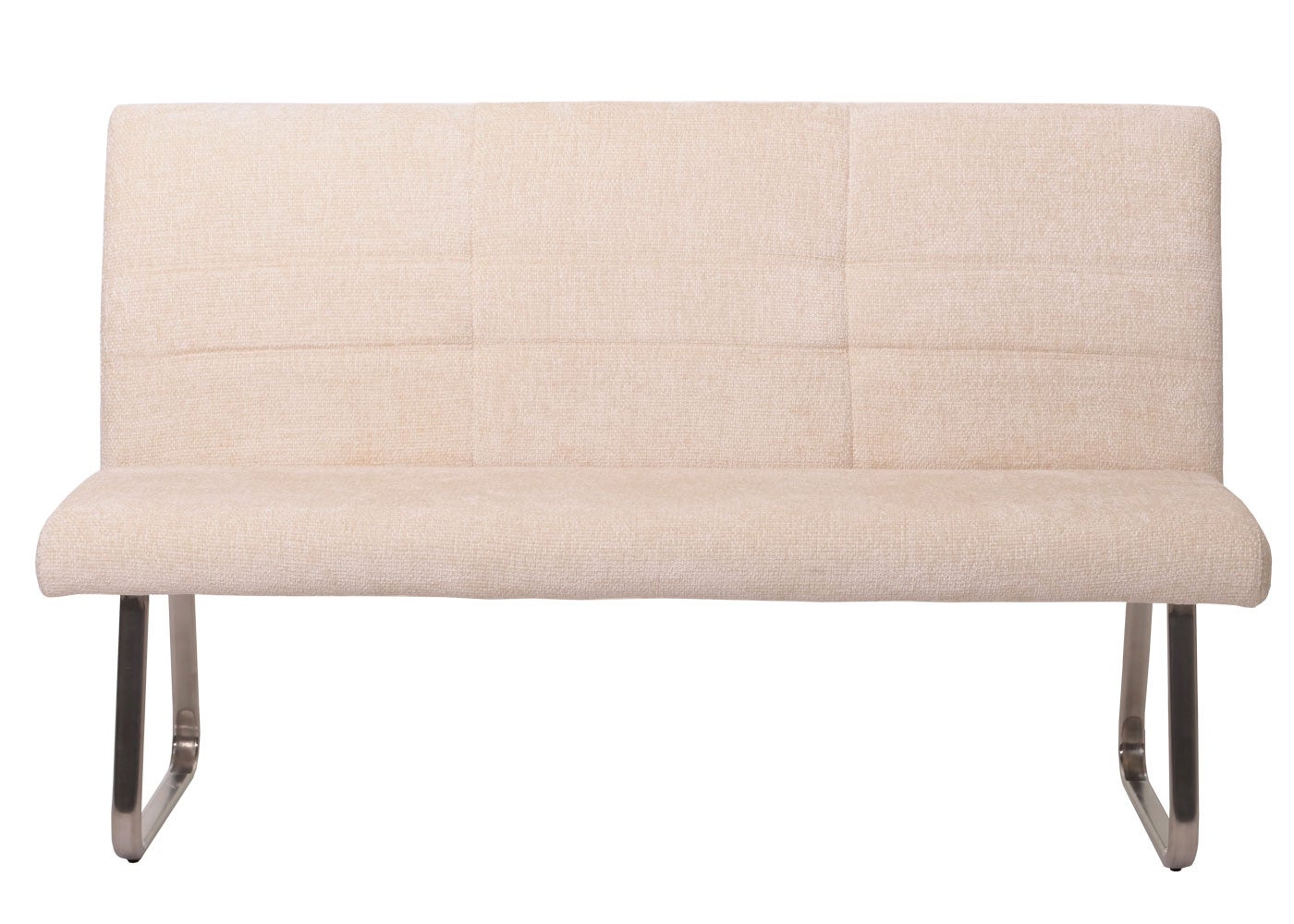 Set sala da pranzo HWC-G55, 2 sedie con braccioli + panca 160cm, acciaio inox stoffa/tessuto ciniglia ~ avorio - 8