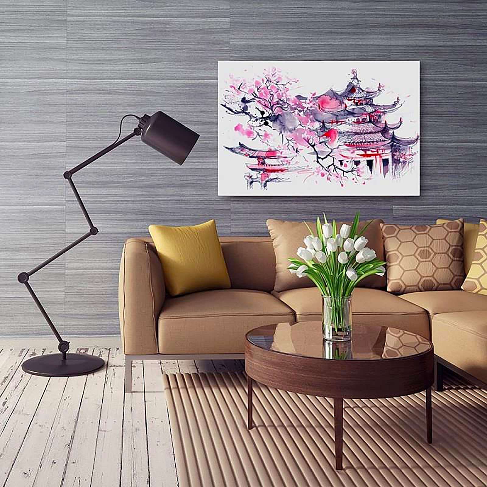 Tableau bois paysage japonais - 70 x 50 cm - 5