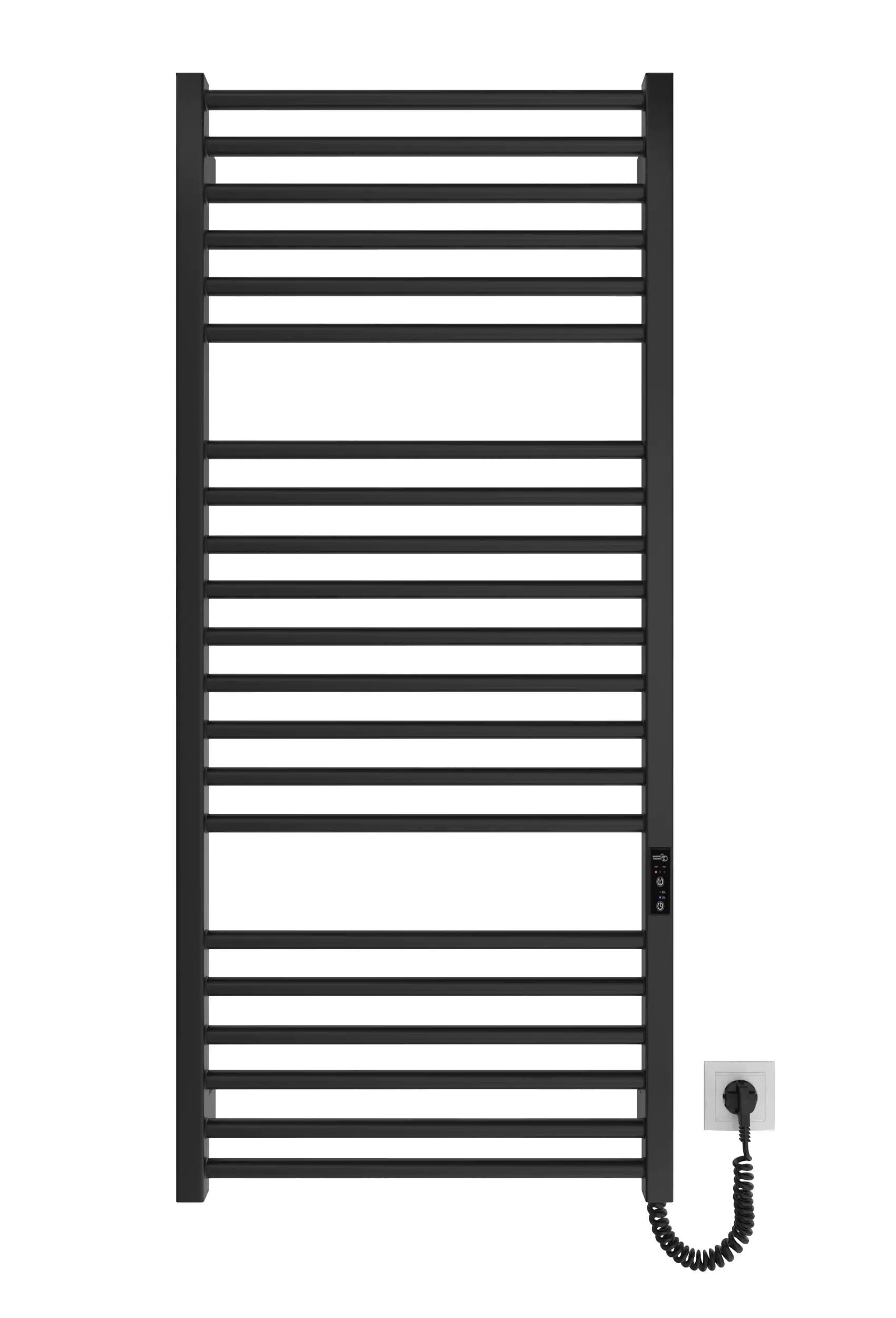 Sèche-Serviettes Électrique Greened House 300x800mm Noir - Thermostat Et Minuterie - 300W