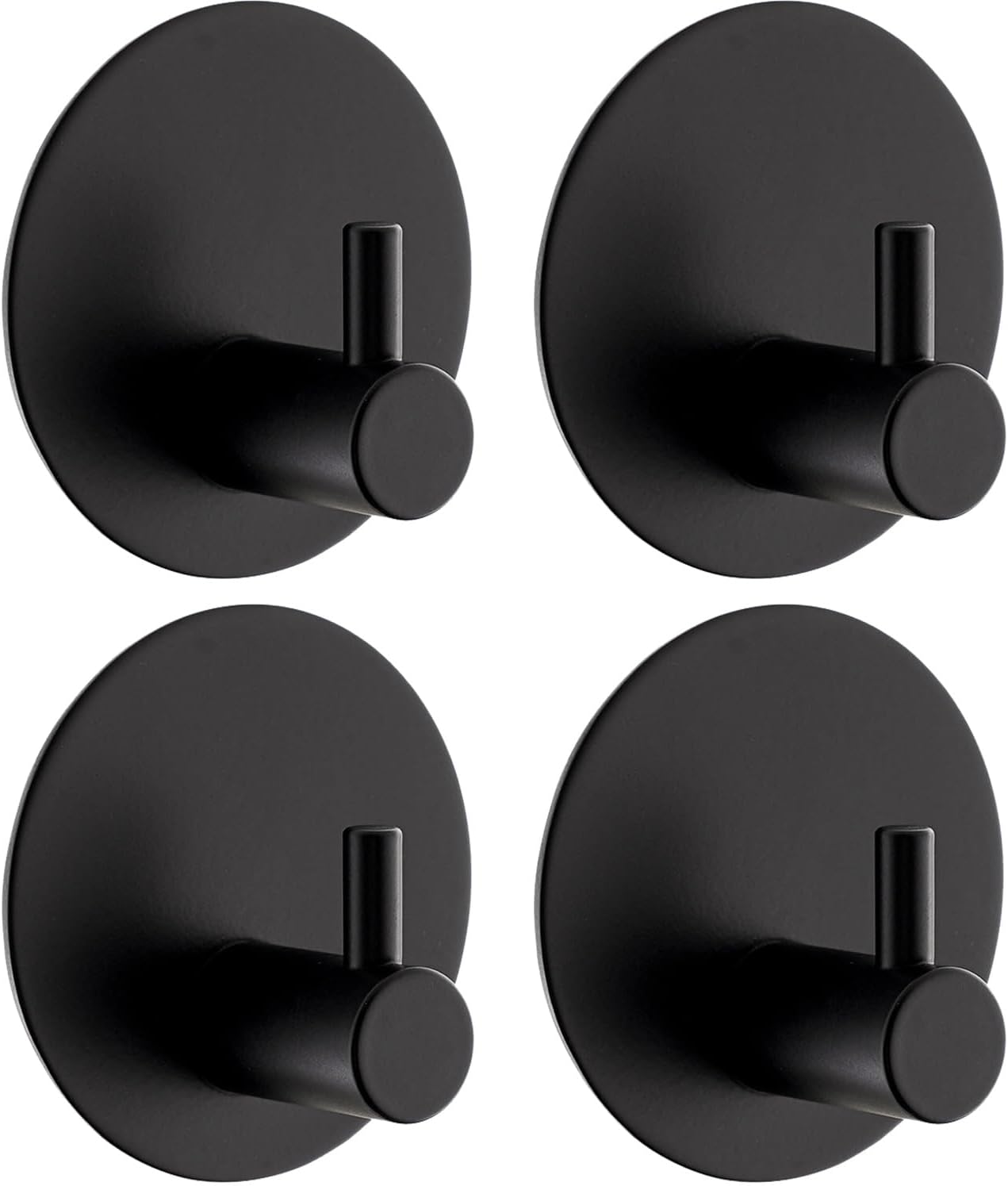 Zestaw 4 okrągłych samoprzylepnych haczyków ściennych ze stali nierdzewnej 304 do łazienki i kuchni (czarne)