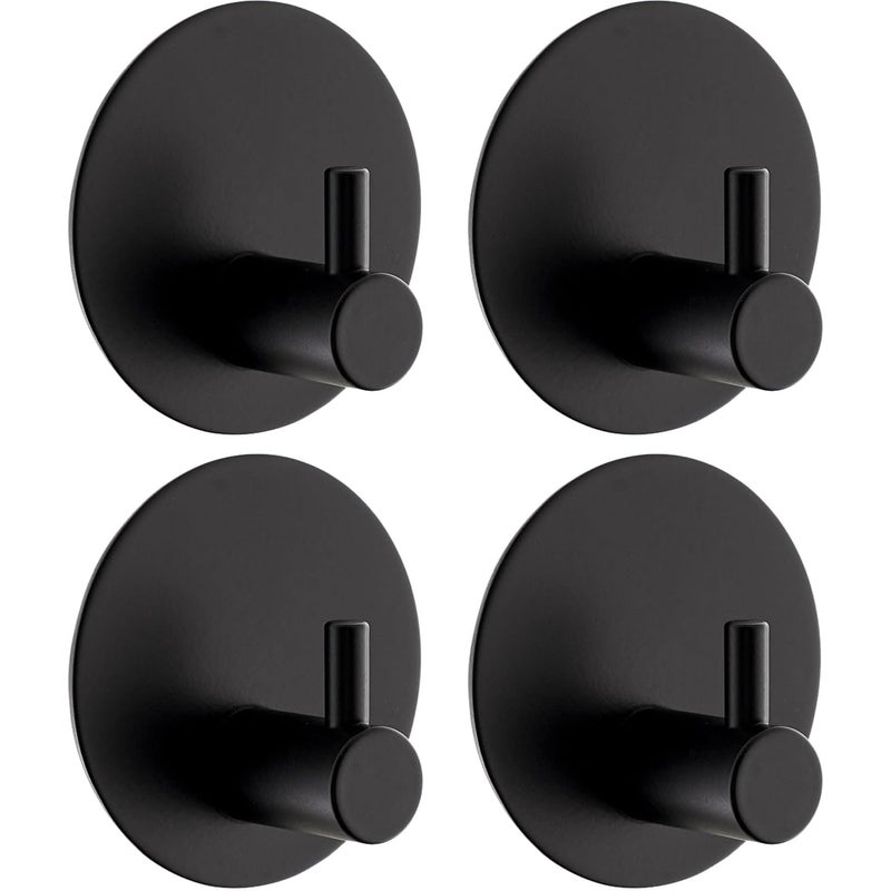 Zestaw 4 okrągłych samoprzylepnych haczyków ściennych ze stali nierdzewnej 304 do łazienki i kuchni (czarne)