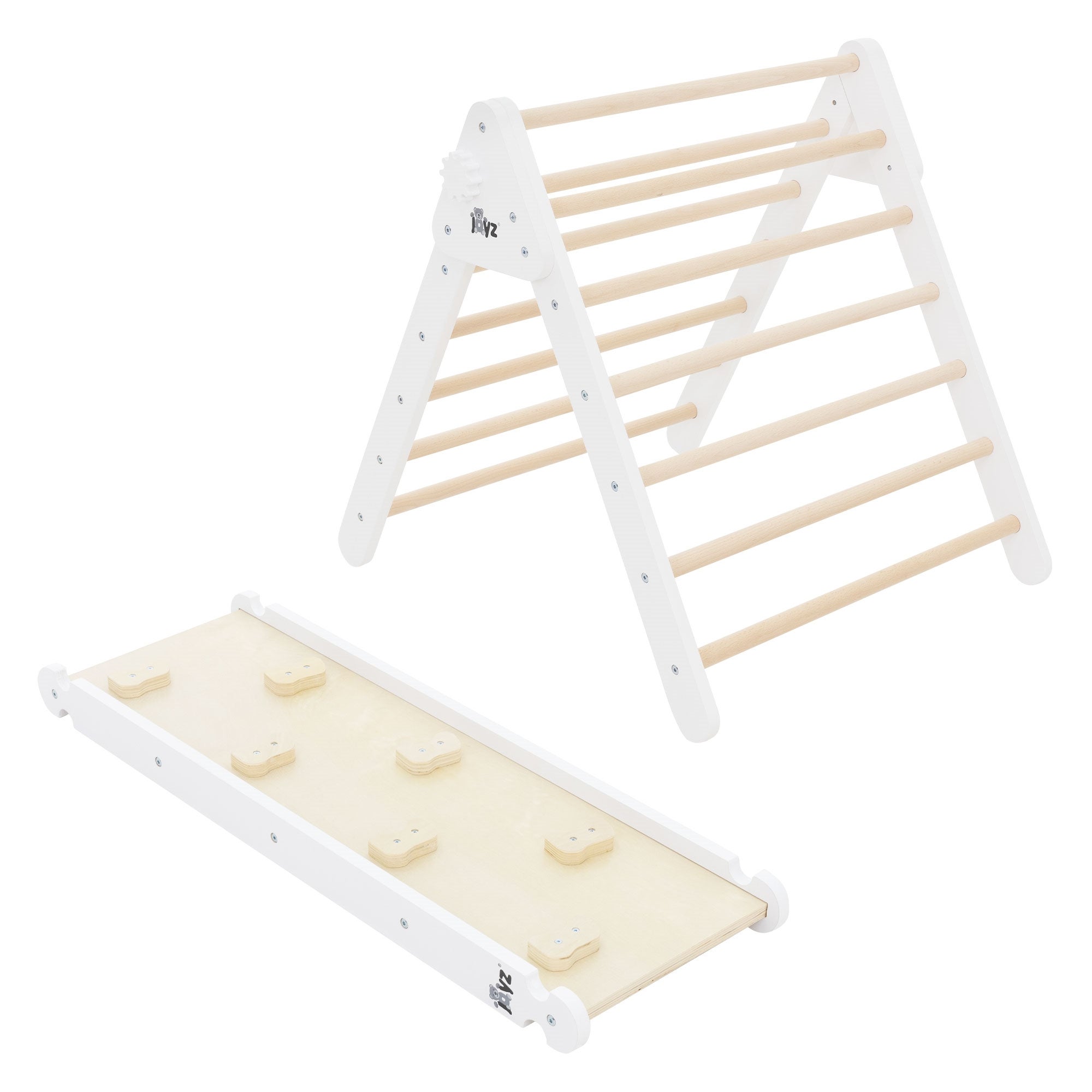 Triangle D'Escalade Pikler Joyz Bois Massif - Structure Intérieure Montessori Pliable Dès 1 An