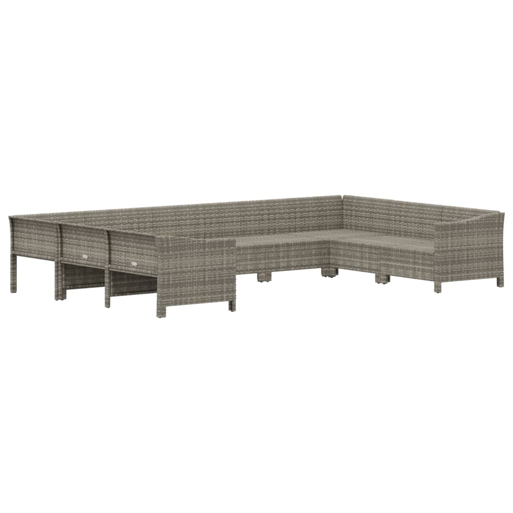 The Living Store - Salon de jardin 9 pcs avec coussins Gris Résine tressée - 4