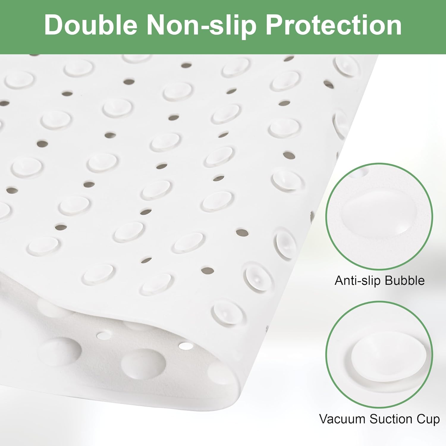 Tapis de Douche d'angle Antidérapant 70x70 cm, avec Ventouses et Trous de Drainage, pour la Douche Intérieure, Tapis de Douche Antidérapant, Blanc - 5