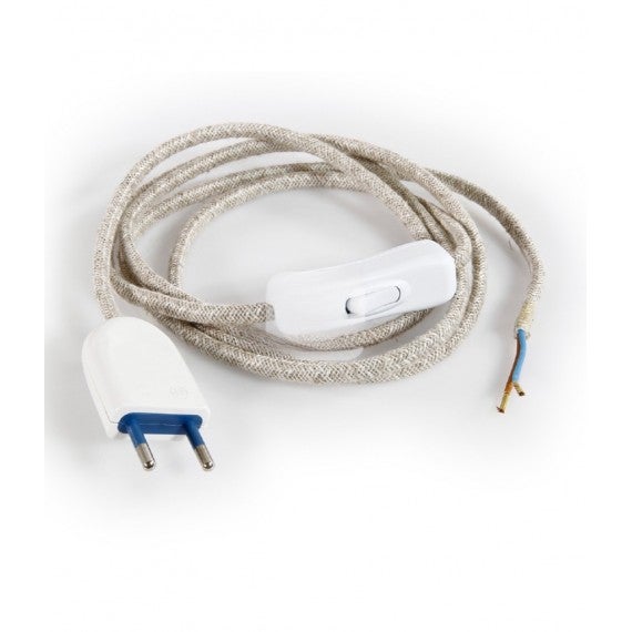 Câble Électrique Plat Couleur Lin Beige Clair | Prémonté avec Fiche et ...