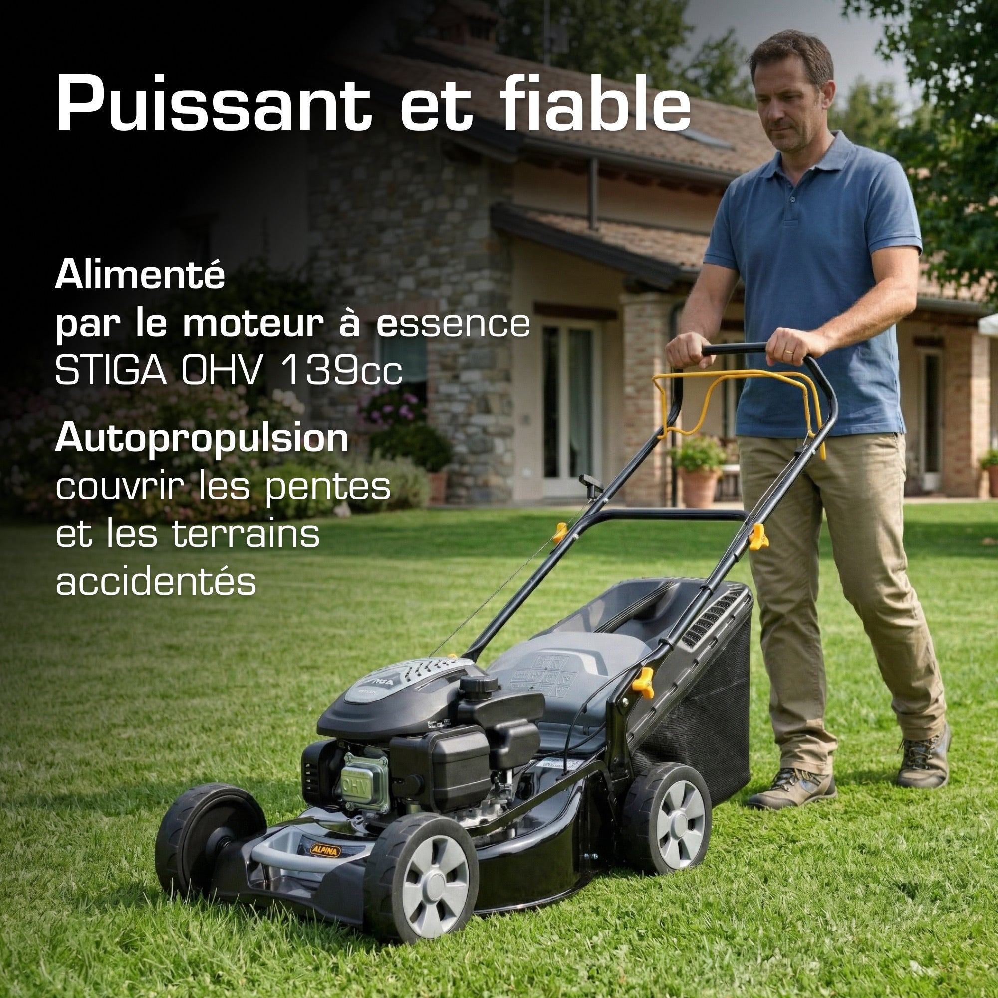 AL5 46 SA ALPINA Tondeuse tractée 139cc 46cm bac 60L - 2
