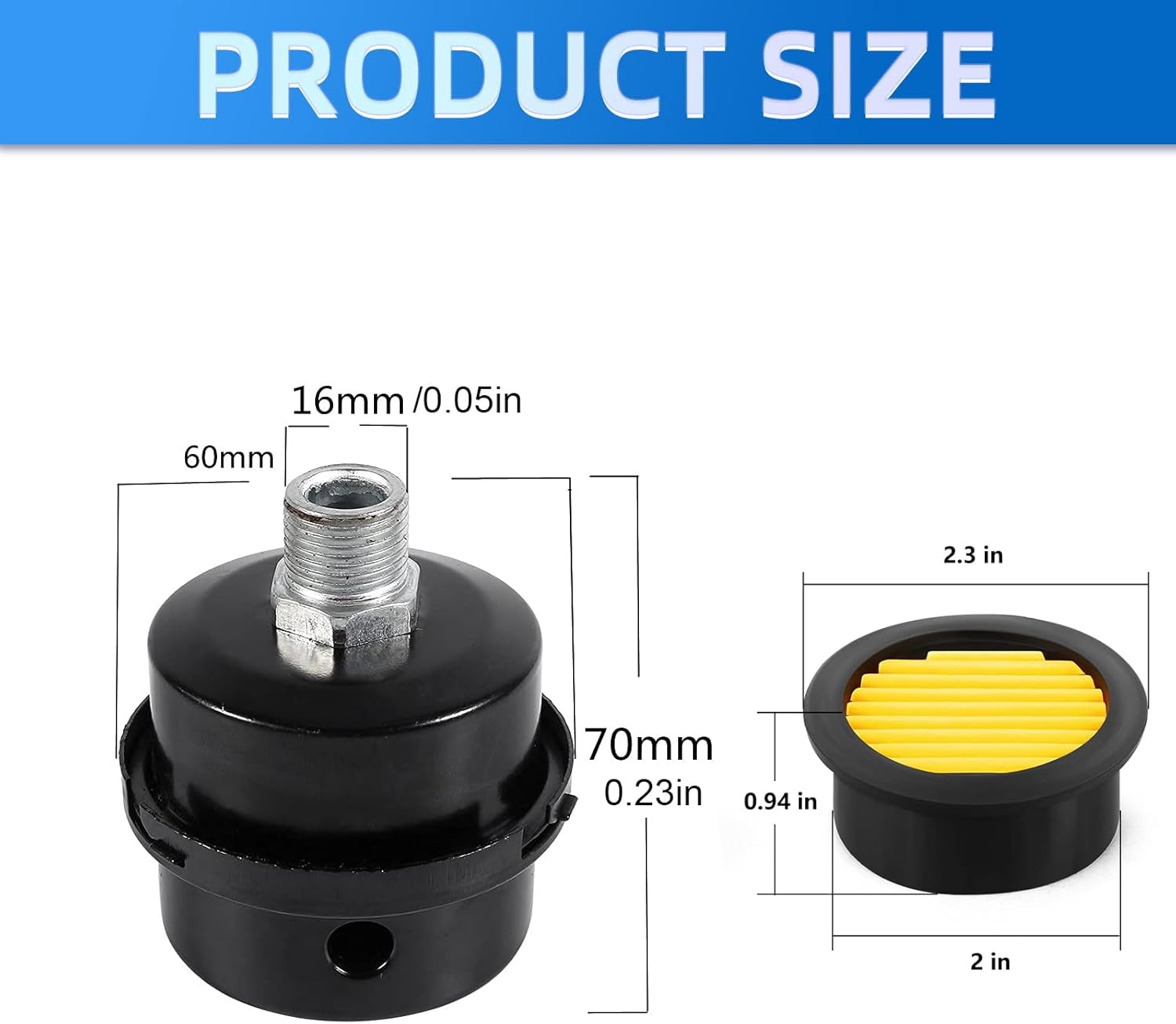 PATIKIL Filtro Silenziatore Per Compressore Aria - 8 Pezzi, Riduzione Rumore 40%, Accessori Per Generatori E Soffiatori, Nero/Bianco