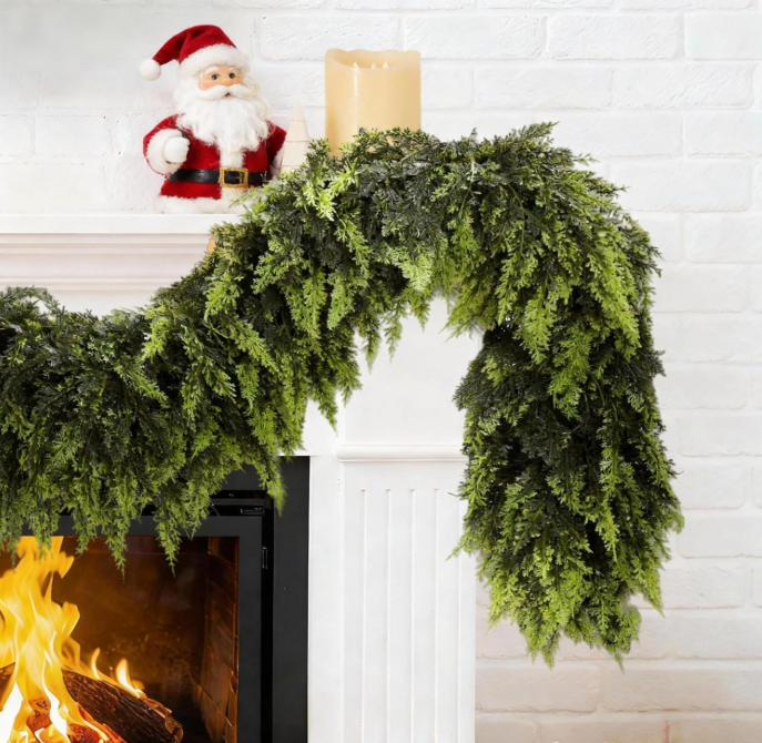 2pcs Ghirlanda di pino a torre natalizia,1,8m,pianta artificiale da appendere alla porta,ghirlanda di rami di pino,fai da te,decorazione per tovaglia - 2