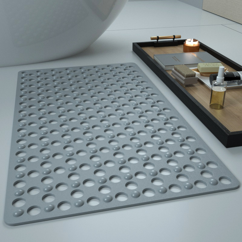 Antypoślizgowa mata do kąpieli z przyssawkami z szarego silikonu TPE - bezzapachowa, gwarantuje bezpieczeństwo i komfort (45x80cm)