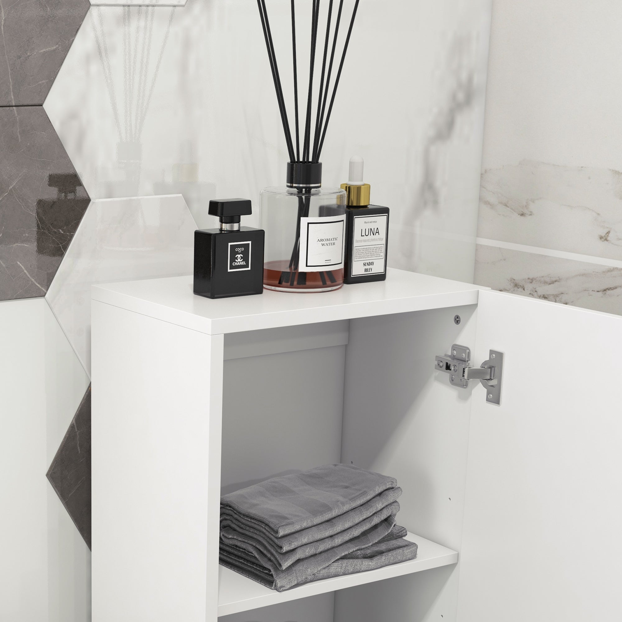 Colonne salle de bain aggloméré blanc laqué kleankin - 8