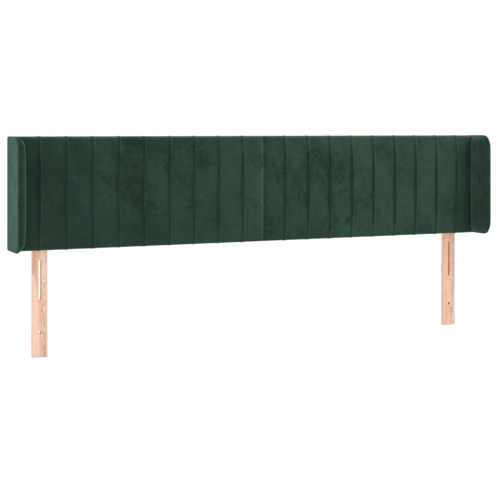 Cabeceira cama，Painel de cabeceira c/ luzes LED veludo 163x16x78/88 cm verde-escuro CFW37429 - 3