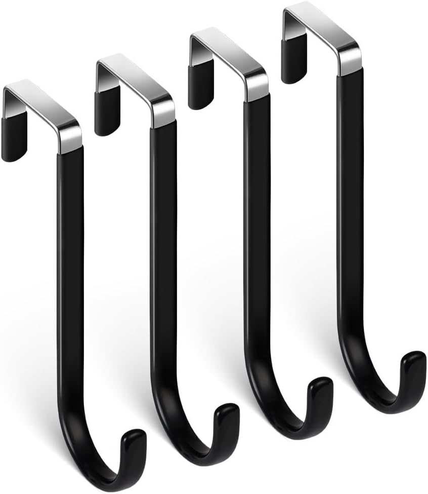 x haki ze stali nierdzewnej na drzwi - haki na drzwi, do szuflady, na ubrania, do drzwi, do szafki, do łazienki - czarne