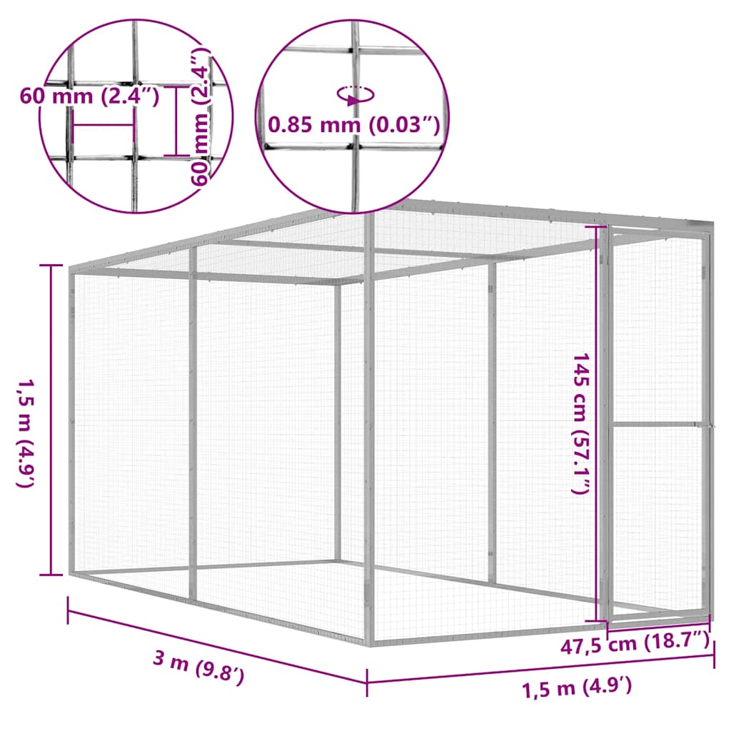Gabbia per gatti 3x1,5x1,5 m in acciaio zincato - 3