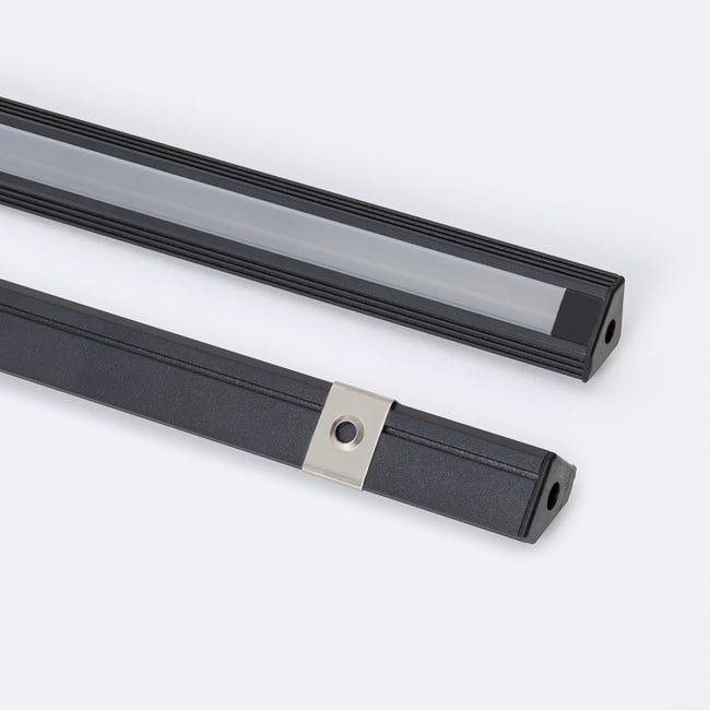 Profilé Aluminium Angle 2 m pour Rubans LED jusqu'à 11 mm | Noir 2 m ...