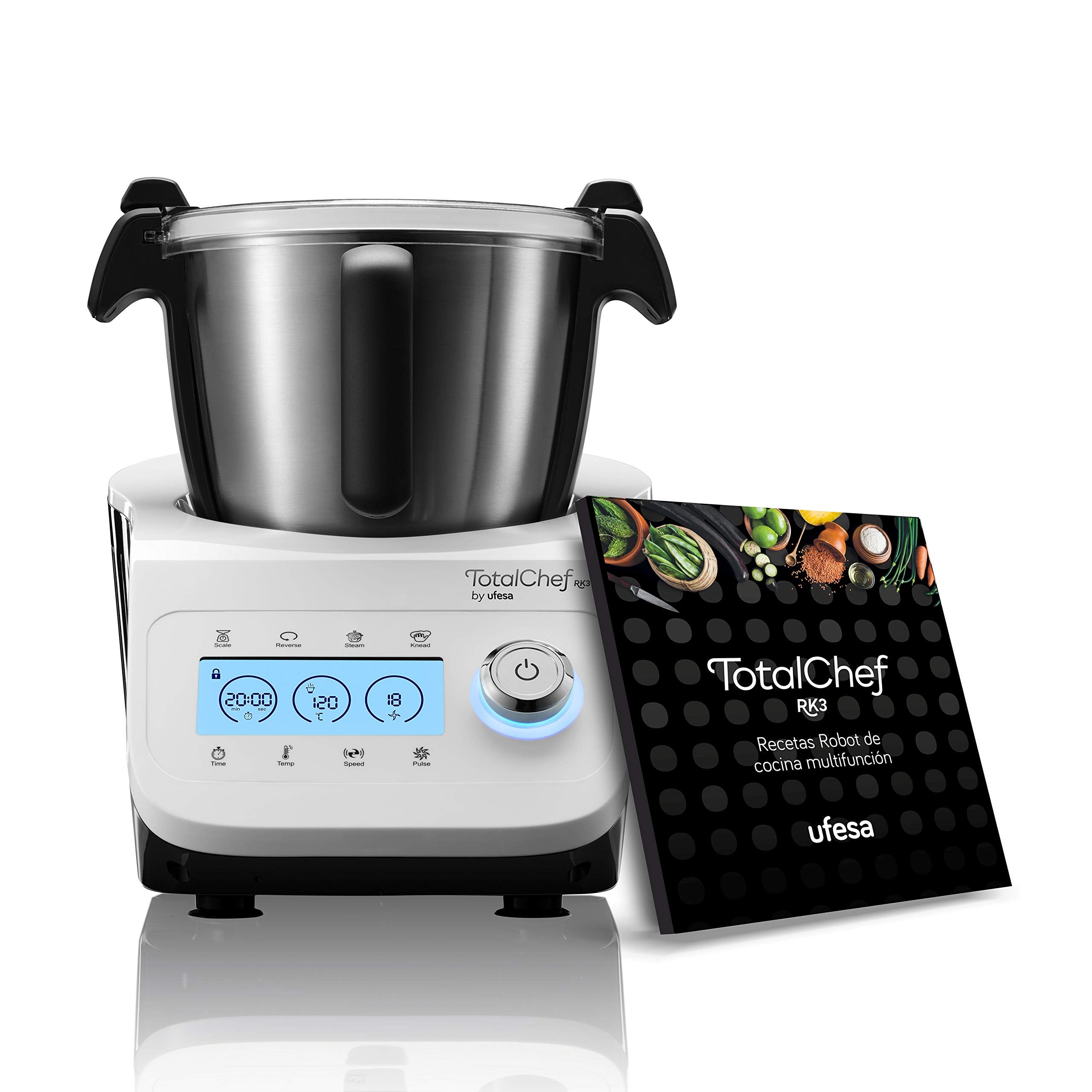 Robot da cucina, multifunzione da cucina, 1500 W, piccolo con frullatore, ciotola da 6 l, per impasto, spegnimento automatico, funzione di protezione termica (nero