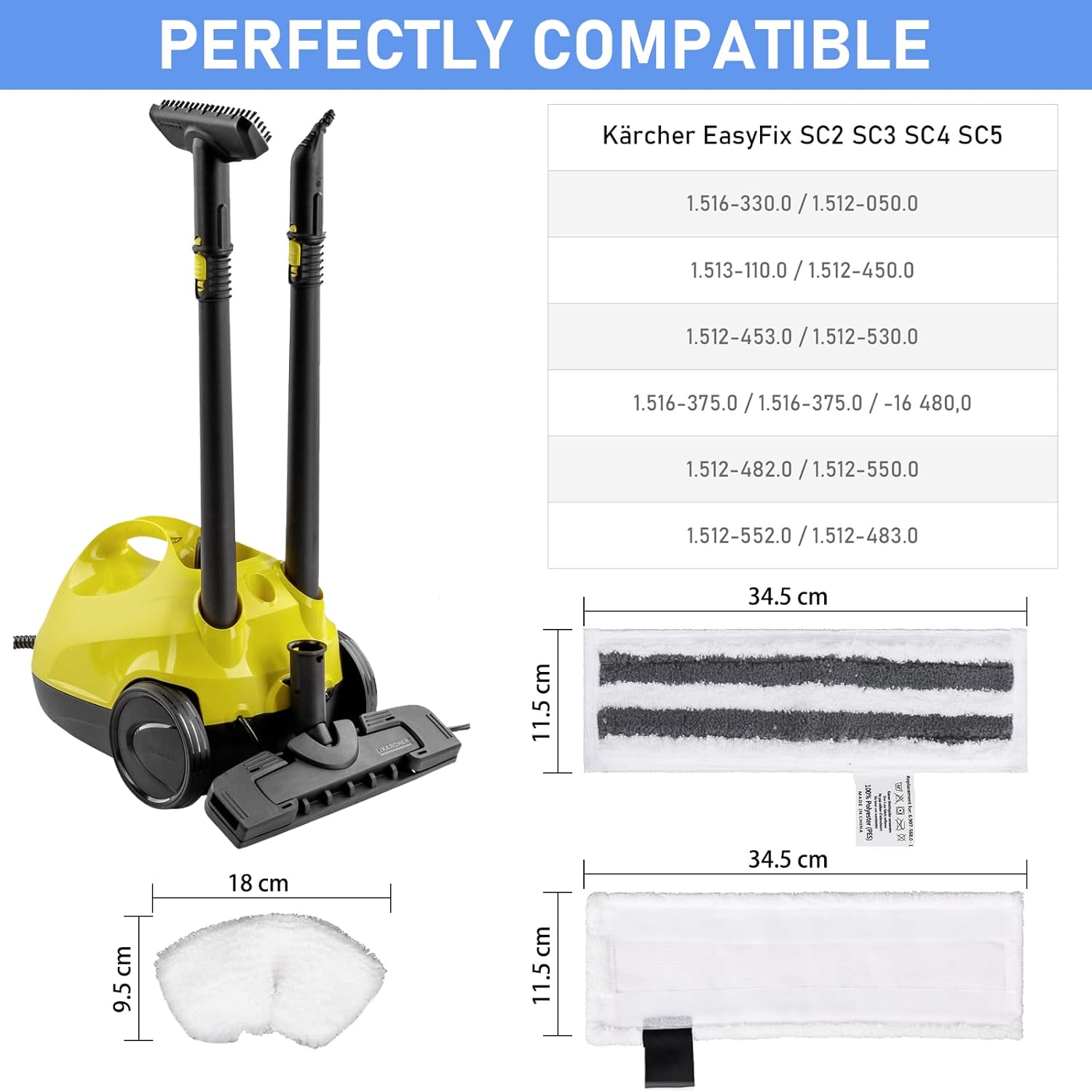 Set 13 Accessori Per Pulitore A Vapore Kärcher EasyFix SC 1-5 - Panni Microfibra, Abrasivi, Spazzole E Bocchette