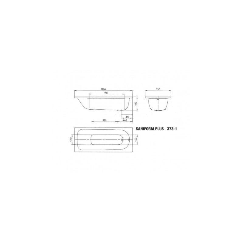 Kaldewei Saniform Plus 170 x 75 cm Baignoire droite 123 L en acier émaillé, sans pieds, blanc alpin (112600010001) - 5