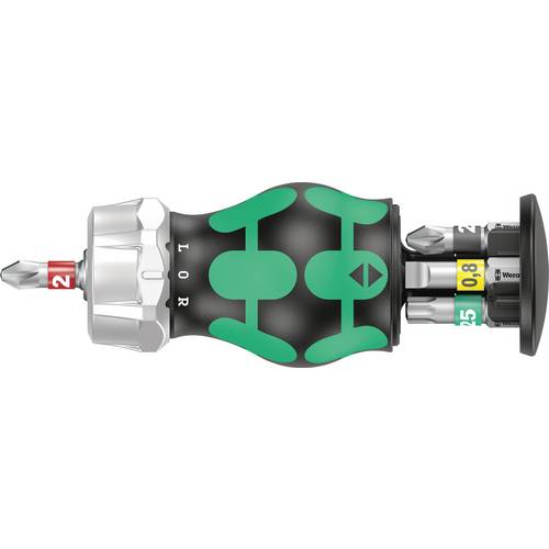 Wera 05008884001 Kraftform Kompakt Stubby Magazin RA 2, Giravite a cricchetto Stubby con caricatore di bit, 6 pezzi