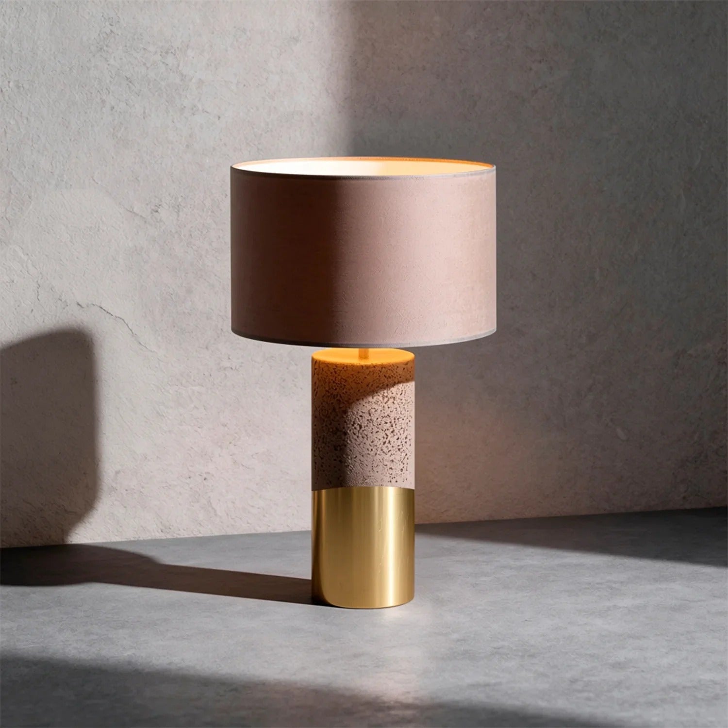 Lampa stołowa designerska ceramiczna złoto-brązowa cylindryczna do salonu sypialni 1xE27 40W YELDA Rabalux