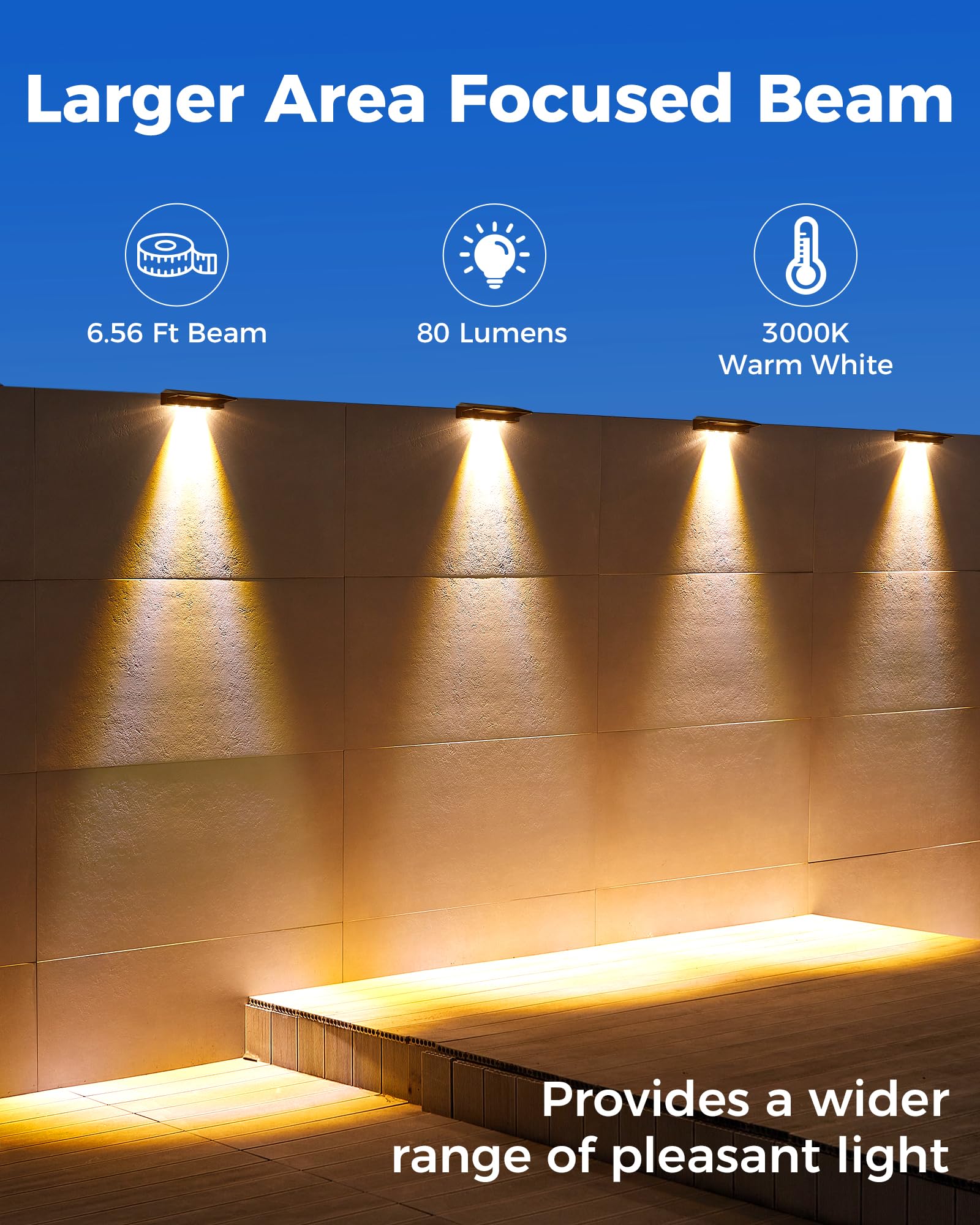 A cerca solar ilumina o diodo emissor de luz exterior, luzes solares da plataforma de 8 blocos para fora IP65 impermeável, luzes solares da parede - 5
