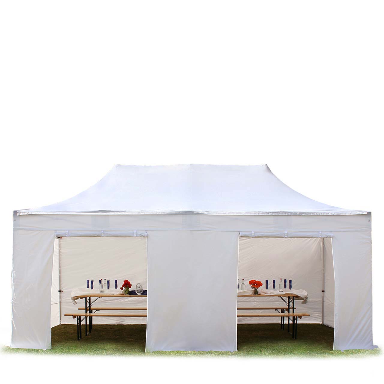 3x6 m Namiot Ekspresowy, PREMIUM Stal 40mm, ze ścianami bocznymi, bez okien, biały