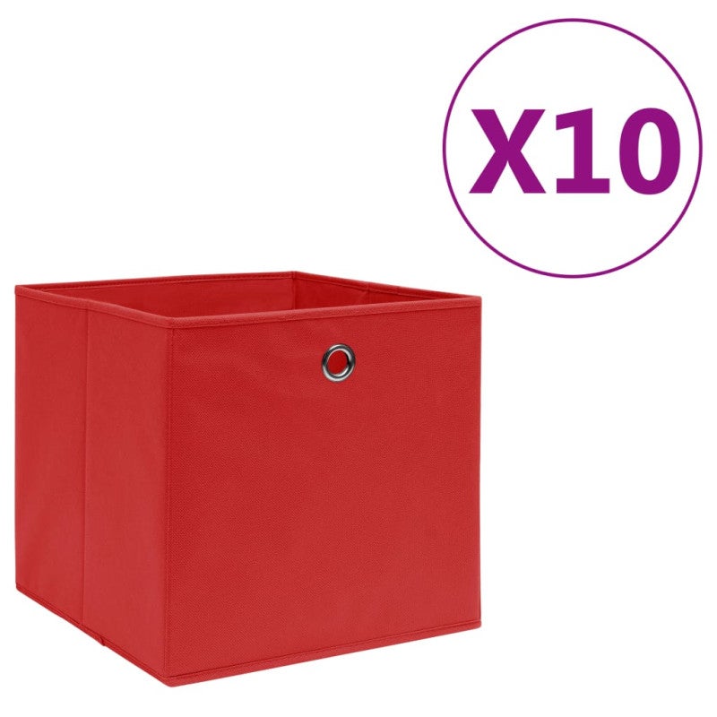 Lot De 4 Boîtes De Rangement Pliables En Tissu Intissé 28x28x28 Cm - Rouge - Pour Rangement Maison