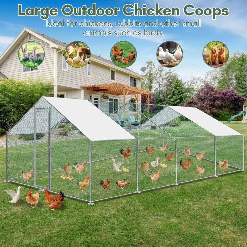Galinheiro Galinheiro Aço galvanizado com rede com zona coberta com fechadura Galinheiro para pequenos animais 3 x 8 x 2 m 24m² - 3
