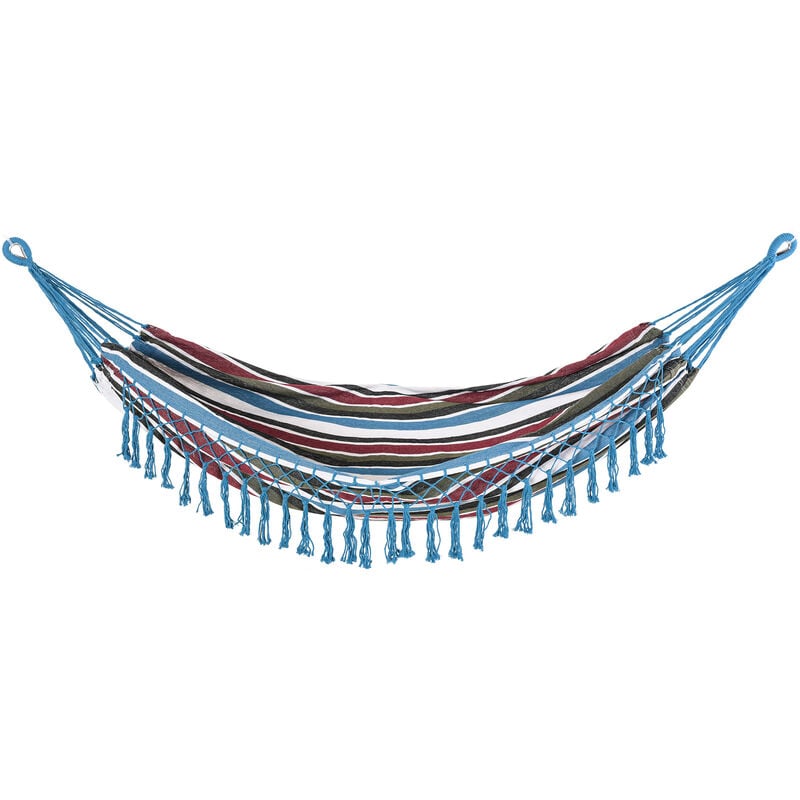 Przenośny hamak podróżny Hippie Chic z frędzlami z płótna, 200 x 150 cm, kolor