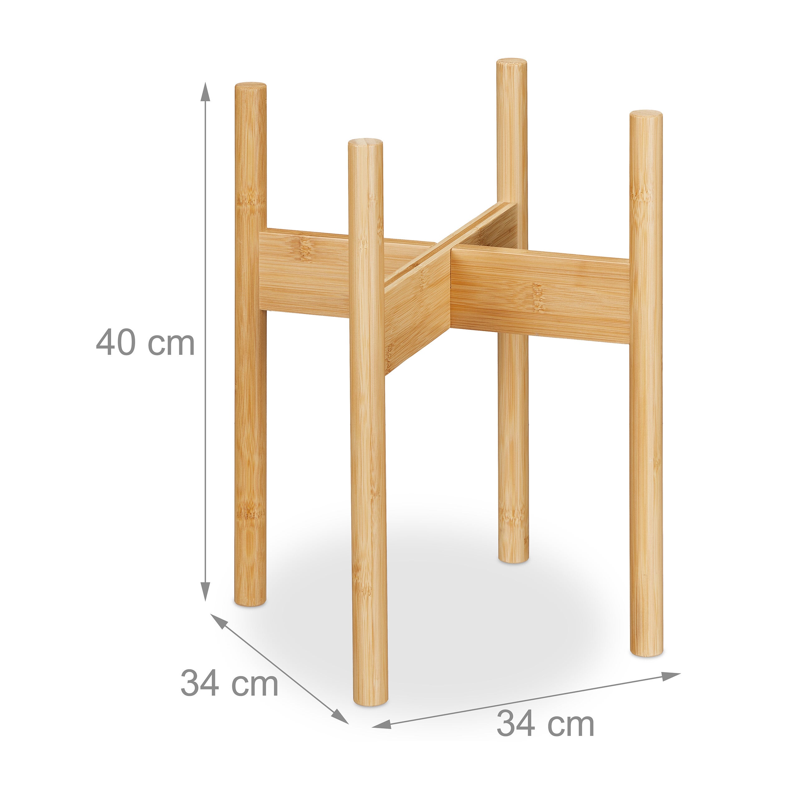 Support pour pot de fleurs, lot de 3, porte-plante intérieur, meuble pour pots jusqu'à D: 29 cm, nature, Relaxdays - 4