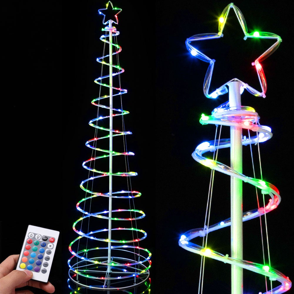 Albero Di Natale A Spirale Luminoso 180cm – 1200 LED Super Bright, Luce Bianca Fredda, Per Interno/esterno