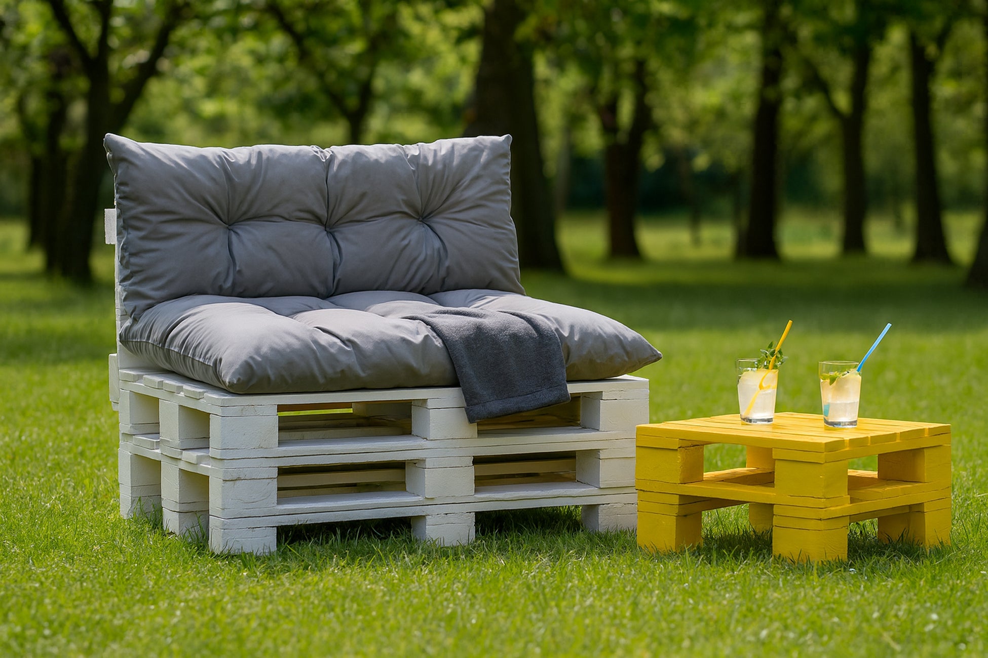 Set coussins pour palettes 120x80 avec dossier 120x40 gris – coussins de jardin pour canapé palette, matelas extérieur résistant - 3