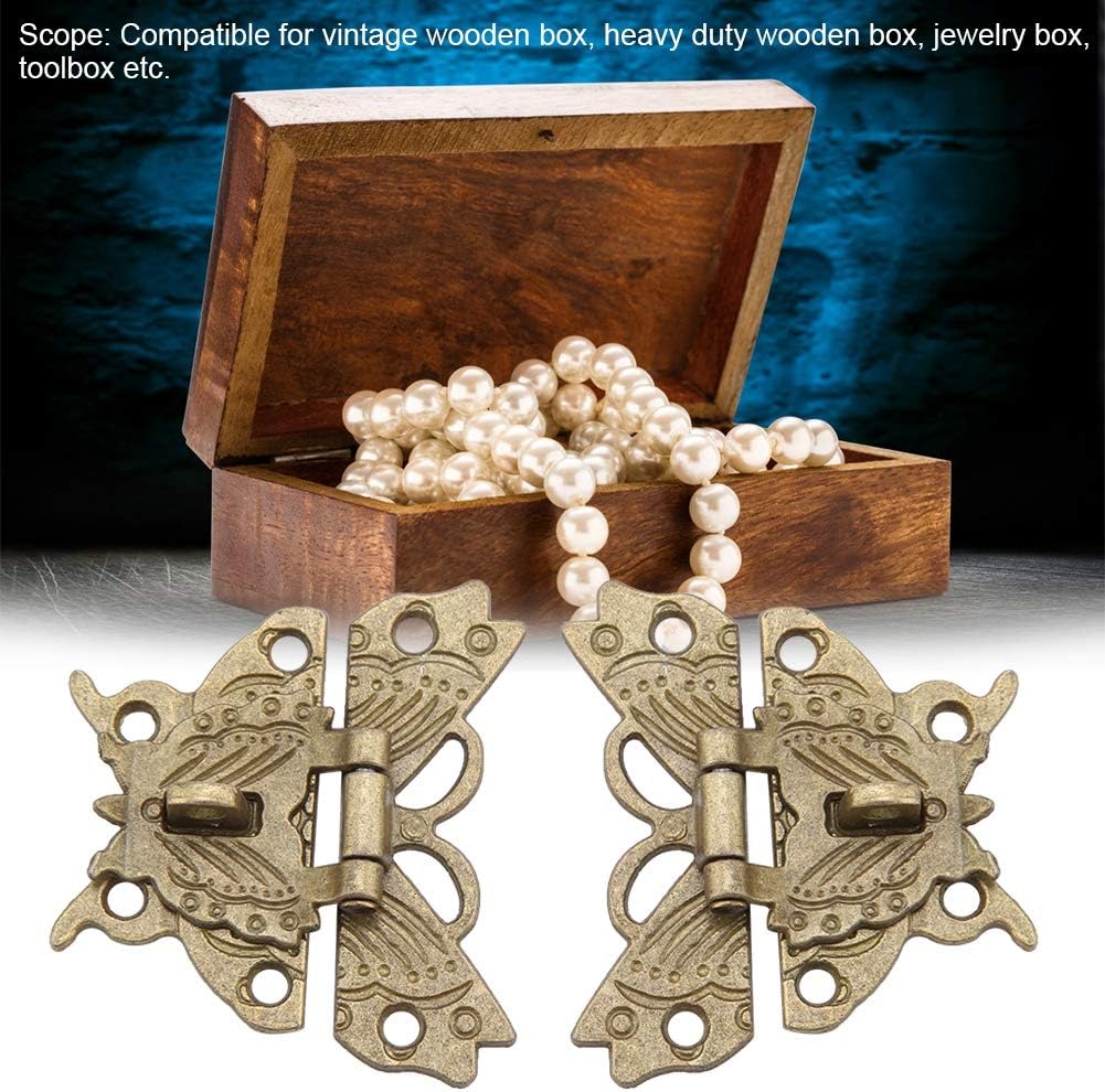 2Pcs Vintage Box Zapięcie w kształcie motyla Ozdobna kłódka na zatrzask do pudełka na biżuterię Szafa