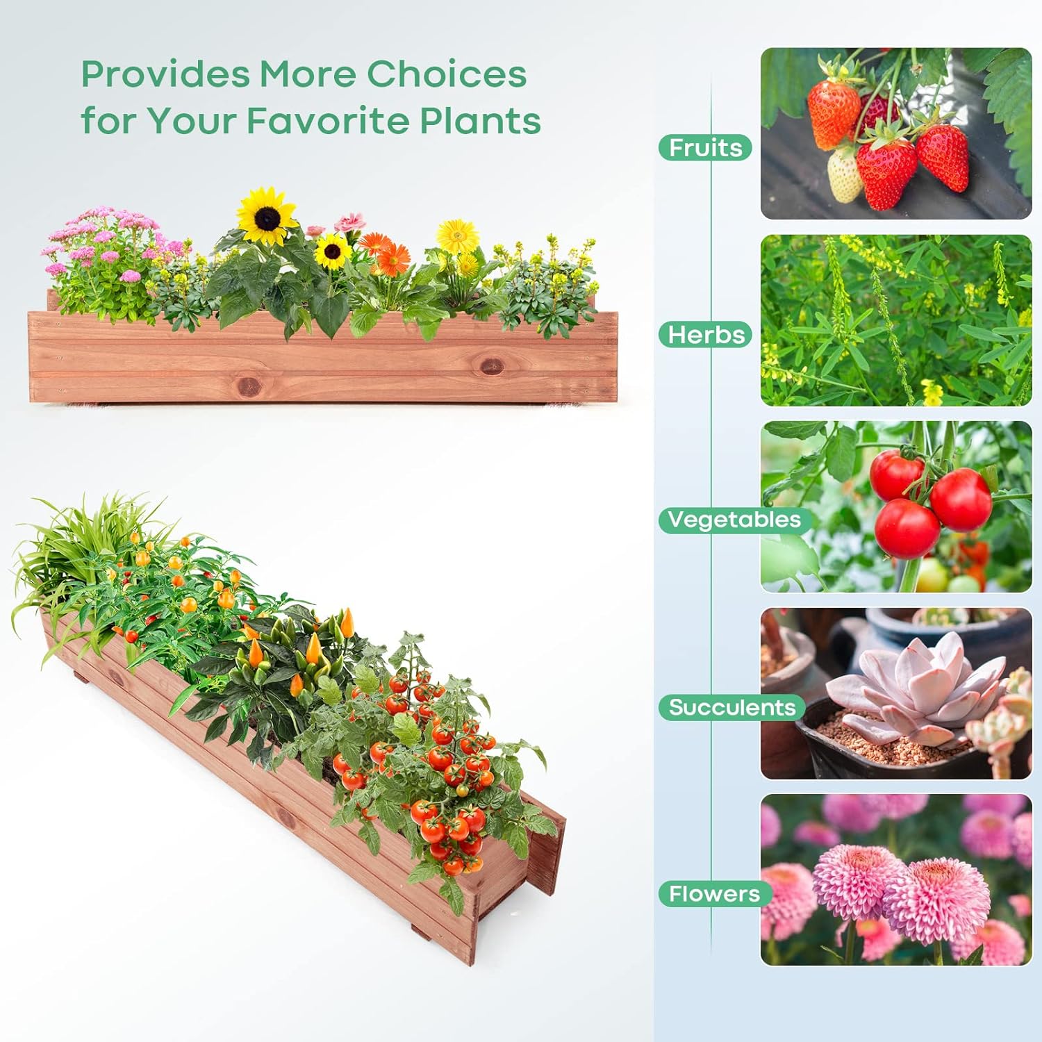 Jardinière Surélevée en Bois avec Construction Solide pour Légumes,Fleurs, Bac à Fleurs pour Terrasse/Jardin, 90X18X15 CM - 4
