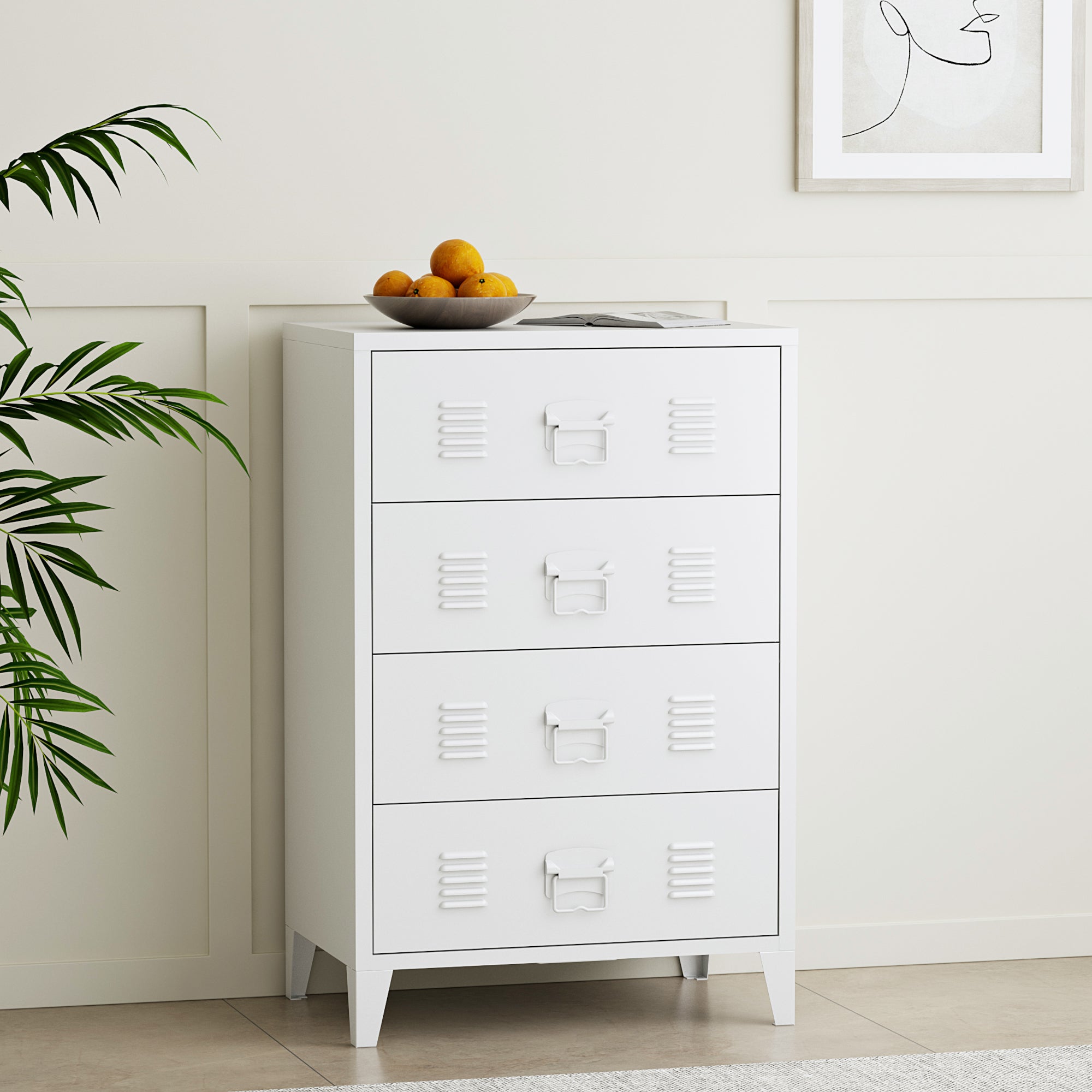 TMISHION Commode à 4 tiroirs Blanc 40x40x80 cm - Cdiscount Maison