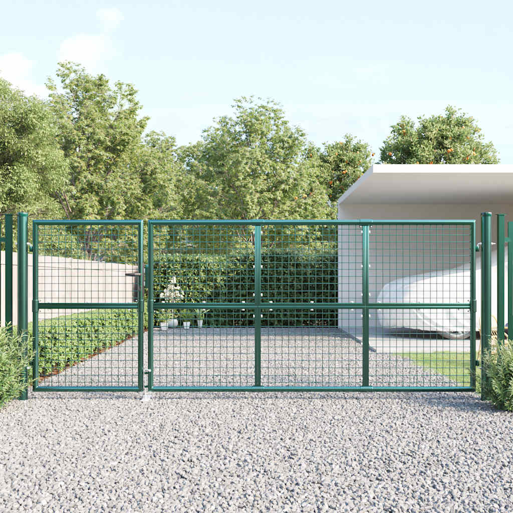 Vidaxl Puerta De Jardín De Malla 350X125 Cm Acero Galvanizado Verde , Leroy Merlin