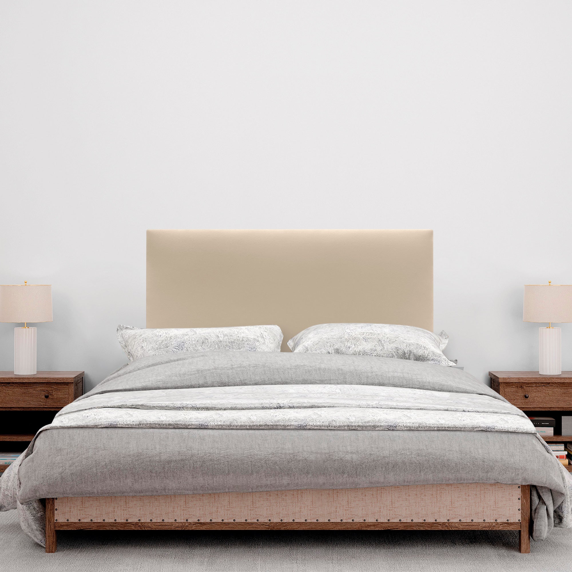 DHOME Cabecero de Polipiel Liso cabeceros Cabezal tapizado Cama (Polipiel Beige, 90cm (Camas 70/80/90)) - 4