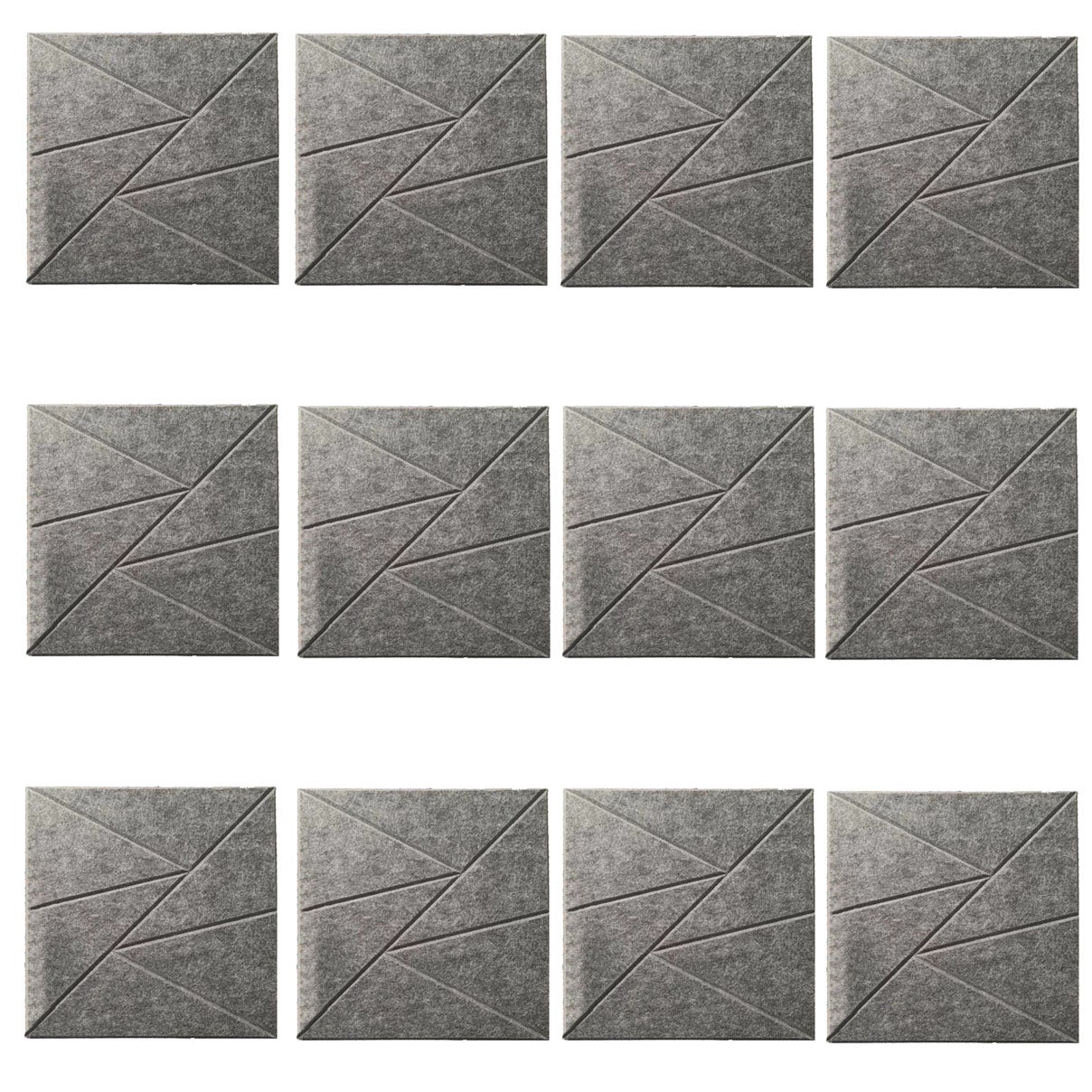 Zestaw 12 samoprzylepnych, kreatywnych paneli ściennych dźwiękochłonnych, panele dźwiękochłonne z włókna poliestrowego, 30 x 30 x 0,9 cm, ciemnoszare